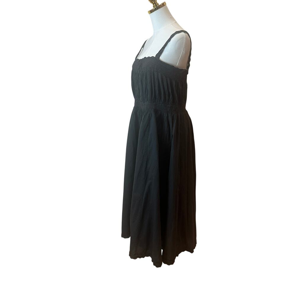 THE GREAT. Black Midi Sundress with Scalloped Straps - Picture 9 of 11
